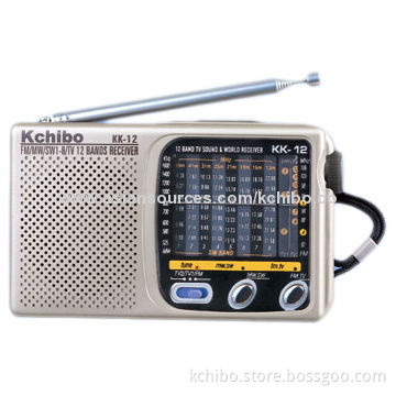 FM/TV1/TV2/MW/SW1-8 Radio, Powered by AA 1.5 x 2 Batteries